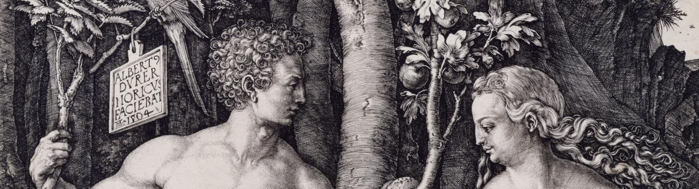 Adam en Eva, Albrecht Dürer, kopergravureontwerp (1504)