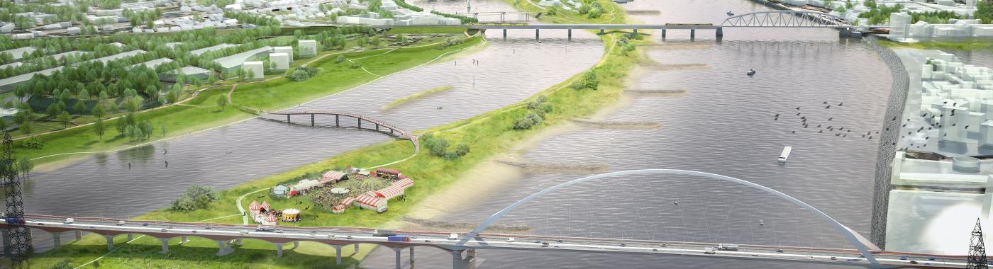 Het stadseiland Veur-Lent bij Nijmegen. Bron: gemeente Nijmegen