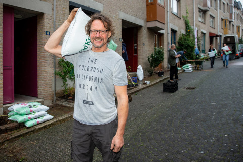 Deelnemer geveltuintjes doedag in de Grotestraat. Foto: David van Haren